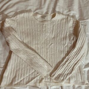 St. John's Bay White Classic Cable Knit Sweater